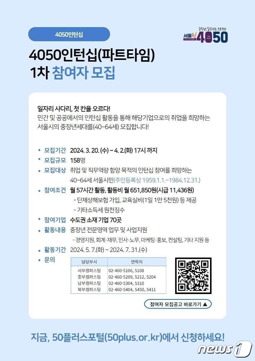 본문 이미지 - 4050인턴십. (서울시 제공)ⓒ 뉴스1