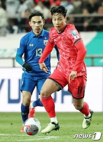 본문 이미지 - 선덜랜드의 관심을 받고 있는 국가대표 미드필더 백승호. 2024.3.21/뉴스1 ⓒ News1 민경석 기자