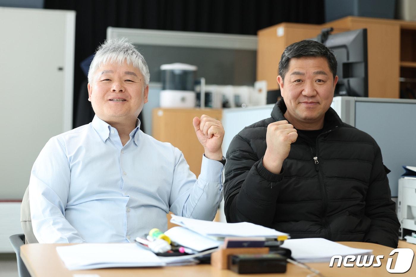 김경태 광진경찰서 형사2과장(왼쪽)과 송대진 강력2팀장이 22일 서울 광진경찰서에서 뉴스1과 인터뷰를 하고 있다. 2024.3.22/뉴스1 ⓒ News1 신웅수 기자