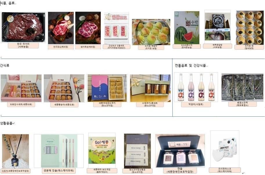 본문 이미지 - 세종시 고향사랑기부제 답례품 목록. (세종시 제공) / 뉴스1