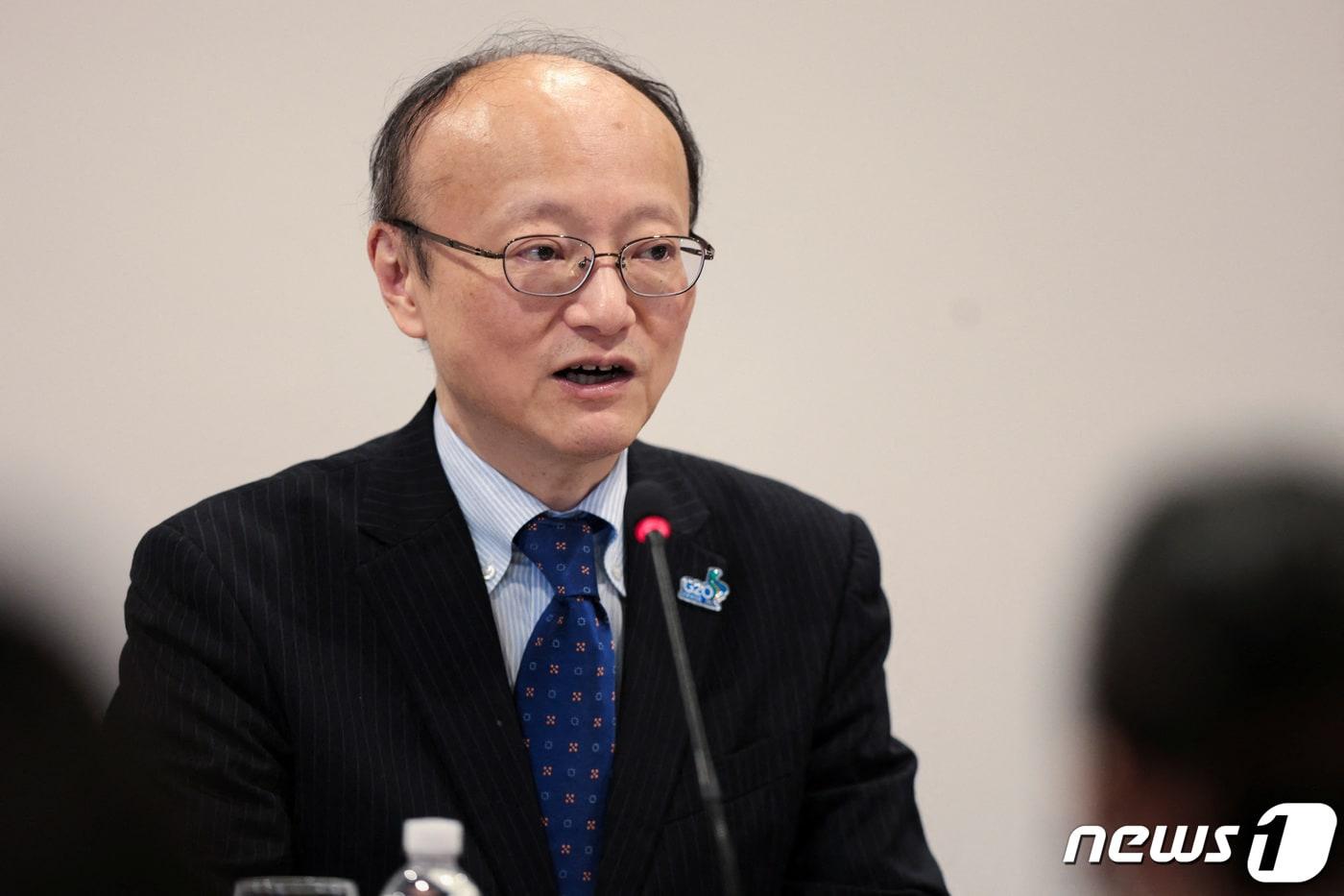 브라질 상파울루에서 간다 마사토 일본 재무관이 주요 20개국(G20) 재무장관·중앙은행 총재 회의에 참석해 기자회견 중 발언하고 있다. 2024.02.29/ ⓒ 로이터=뉴스1 ⓒ News1 권진영 기자