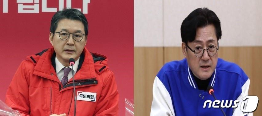 본문 이미지 - 신동욱 국민의힘 서초을 후보와 홍익표 더불어민주당 서초을 후보