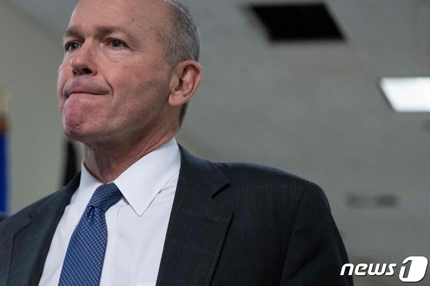 데이브 칼훈 보잉사(社) CEO가 올해 연말 회사를 떠날 것이라고 25일(현지시간) 밝혔다. 사진은 2024년 1월 24일의 모습. 2024.03.25 ⓒ AFP=뉴스1 ⓒ News1 조소영 기자