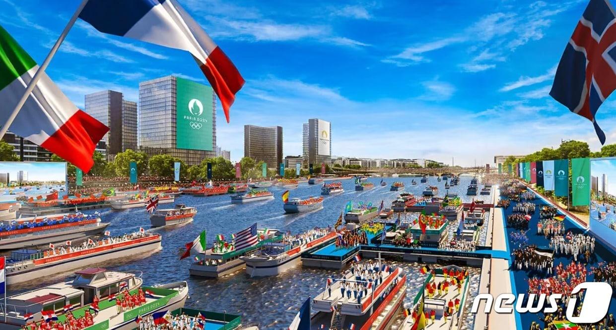 본문 이미지 - 파리올림픽 조직위원회가 테러 공격에 대한 우려 속에도 올림픽 역사상 최초의 '야외 개막식'을 강행한다.  (파리올림픽 조직위원회 갈무리)