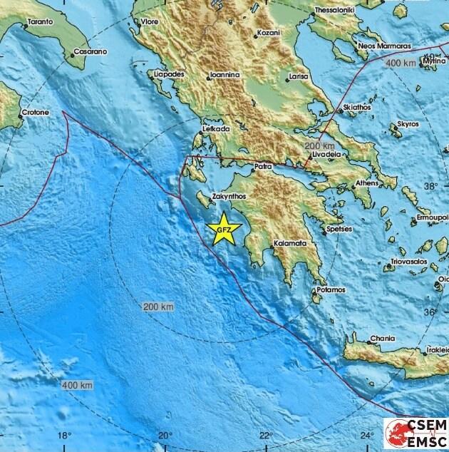 본문 이미지 - 29일(현지시간) 그리스 남부 해안에서 규모 5.7의 지진이 발생했다(사진: ESMC 홈페이지 갈무리). 2024.3.29.