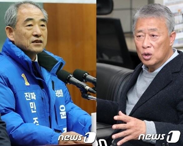 본문 이미지 - 재선에 도전하는 더불어민주당 윤준병 예비후보와 민주당으로 복당한 유성엽 예비후보가 4일 CBS·전북일보가 공동으로 주최한 경선 첫 맞토론회에서 그간 SNS 상에서 오고간 지역 현안과 과거 행적 등을 놓고 치열한 공방을 펼쳤다. (뉴스1/DB) 