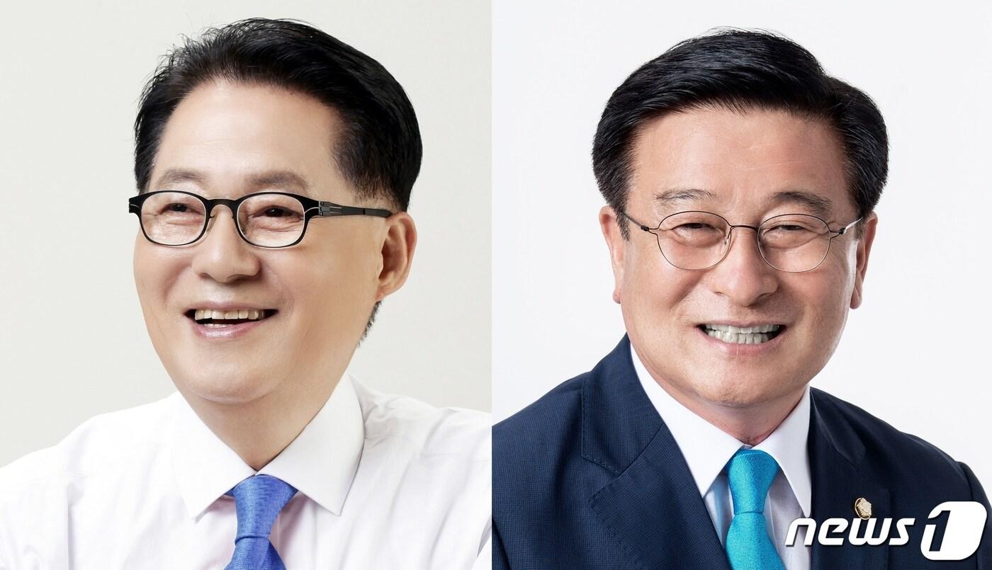 본문 이미지 - 해남완도진도 지역구 박지원, 윤재갑 예비후보 /뉴스1 