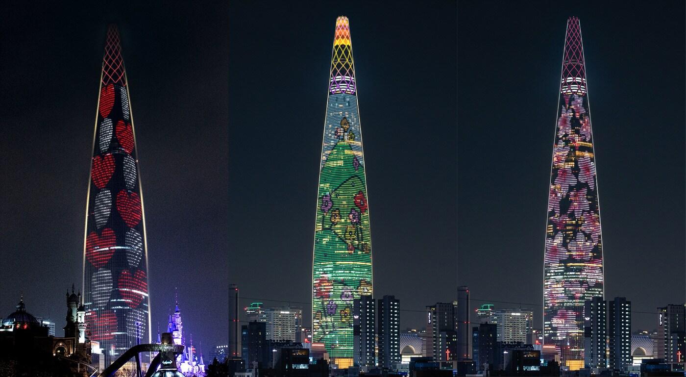 본문 이미지 - 롯데월드타워 미디어파사드(롯데물산 제공)./