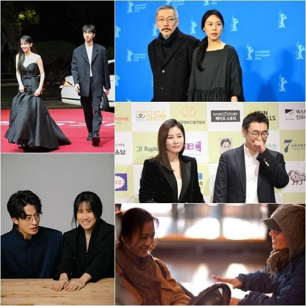 본문 이미지 - 감독-배우 커플들/왼쪽 위부터 시계방향으로 전종서 이충현, 홍상수 김민희(AFP=뉴스1), 문소리 장준환, 탕웨이 김태용, 구교환 이옥섭(평창국제영화제 제공) 