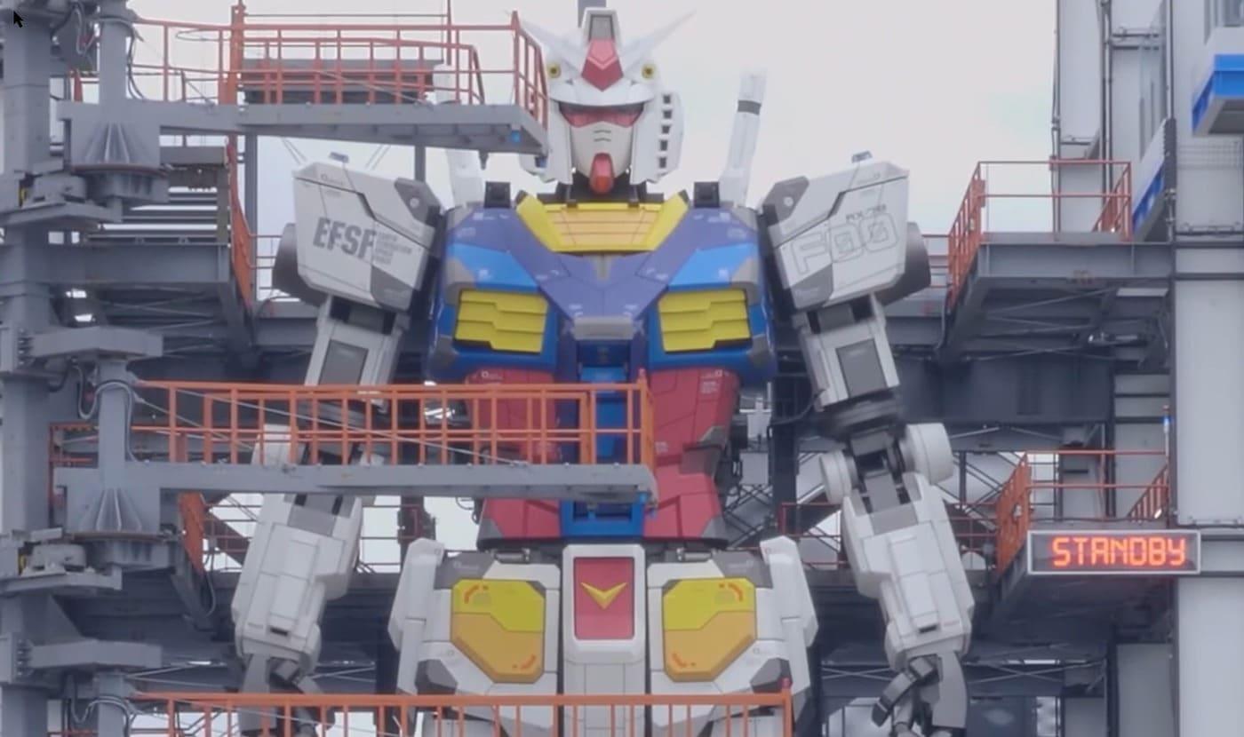 일본 요코하마시 야마시타 부두에 설치된 '기동전사' 건담의 모습(사진 및 영상: 유튜브 'Japan Video Topics' 갈무리. 제작사 '선라이즈' 제공). 2024.3.31.