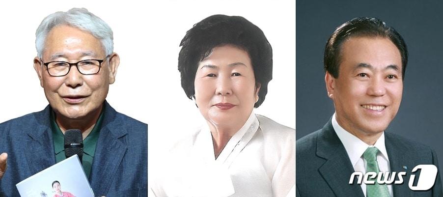 본문 이미지 - 2024년도 전북자치도 순창 군민의장 수상자들. 왼쪽부터 문화장 최동현씨(70), 산업근로장 강순옥씨(78), 애향장 김택수씨(75세).2024.4.1.(순창군 제공)/뉴스1