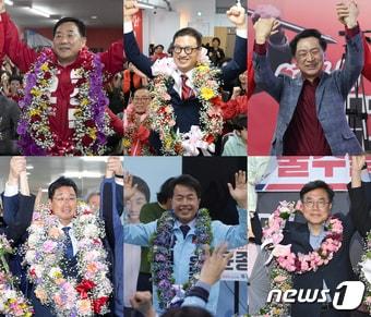 본문 이미지 - 국민의힘 중구 박성민(왼쪽 위부터), 국민의힘 남구갑 김상욱, 국민의힘 남구을 김기현, 더불어민주당 동구 김태선, 진보당 북구 윤종오, 국민의힘 울주군 서범수 당선인. (울산사진공동취재단)/뉴스1 ⓒ News1 