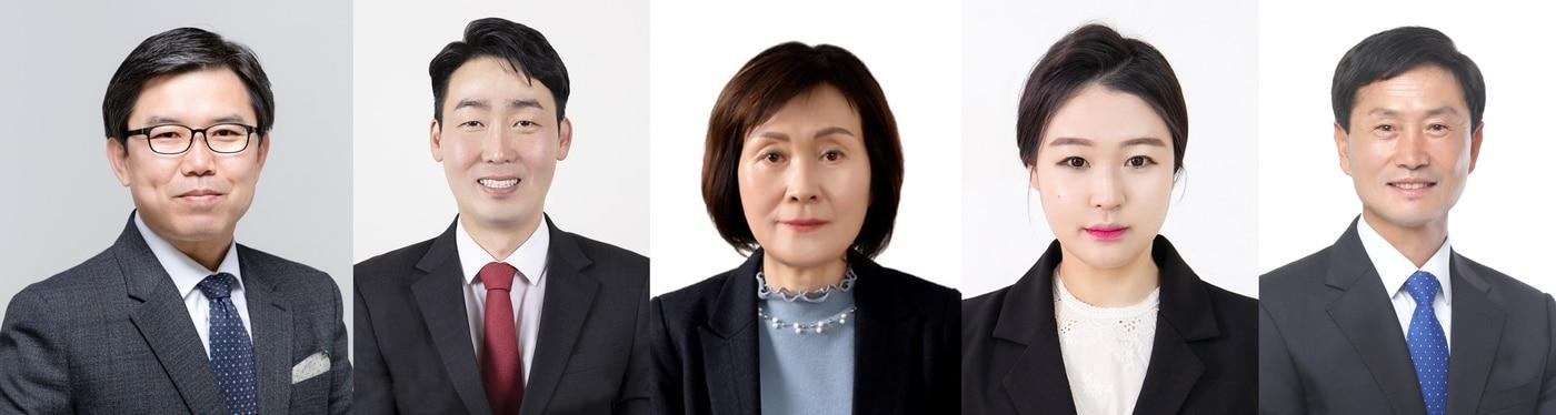 본문 이미지 - 왼쪽부터 이상식‧김준석‧이예숙‧이정현‧이양재 당선인.