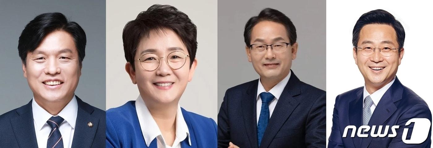  충남대학교 출신 제22대 국회의원 당선자들. (왼쪽부터)  조승래(대전 유성구갑), 박정현(대전 대덕구). 강준현(세종을), 박성준(서울 중구·성동구을)./뉴스1