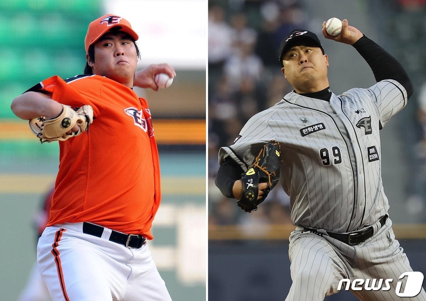 본문 이미지 - 메이저리그 진출 전의 류현진(왼쪽)과 올 시즌의 류현진. /뉴스1 DB ⓒ News1