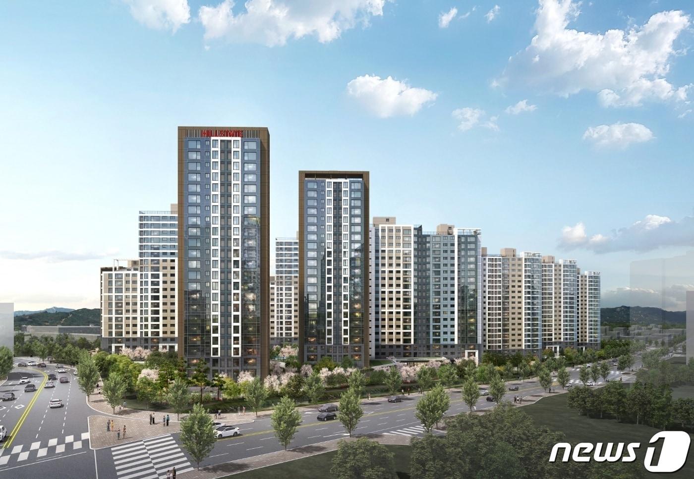 전남 여수시 '힐스테이트 죽림더프라우드' 투시도.(현대건설 제공)2024.4.15/뉴스1