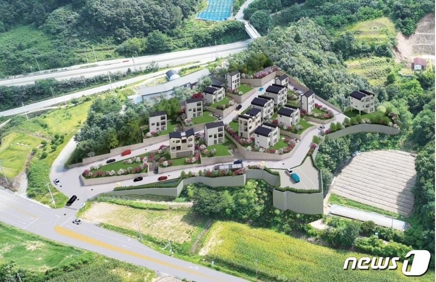 본문 이미지 - 공주시 의당면 이라울마을에 들어설  ‘모드니라포레 5차’ 조감도.(강대건설 제공)/ 뉴스1