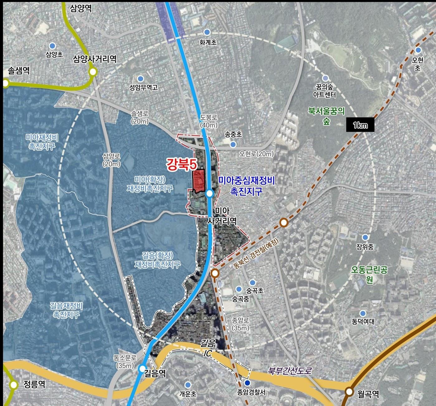 본문 이미지 - 강북5구역 위치도(서울시 제공).
