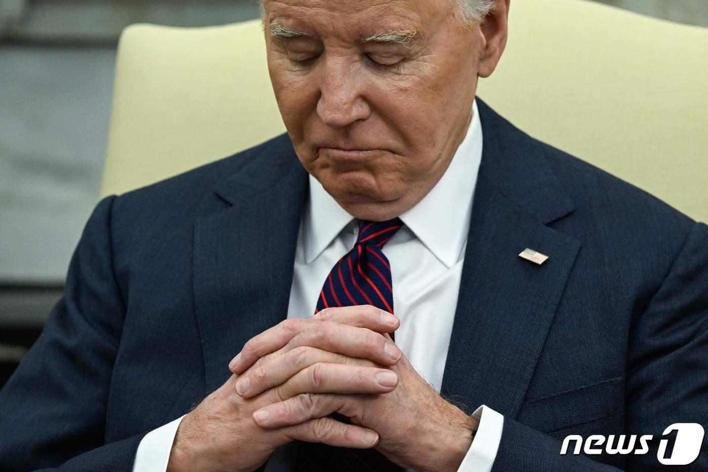 조 바이든 미국 대통령이 15일(현지시각) 워싱턴 백악관에서 무함마드 시아 알 수다니 이라크 총리와 회담을 하고 있다. 2024. 4.16 ⓒ AFP=뉴스1 ⓒ News1 우동명 기자