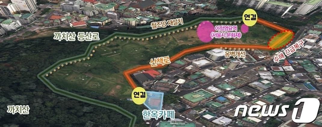 본문 이미지 - 동작구 이정영 묘역 명품 둘레길 위치도.(동작구 제공)ⓒ 뉴스1