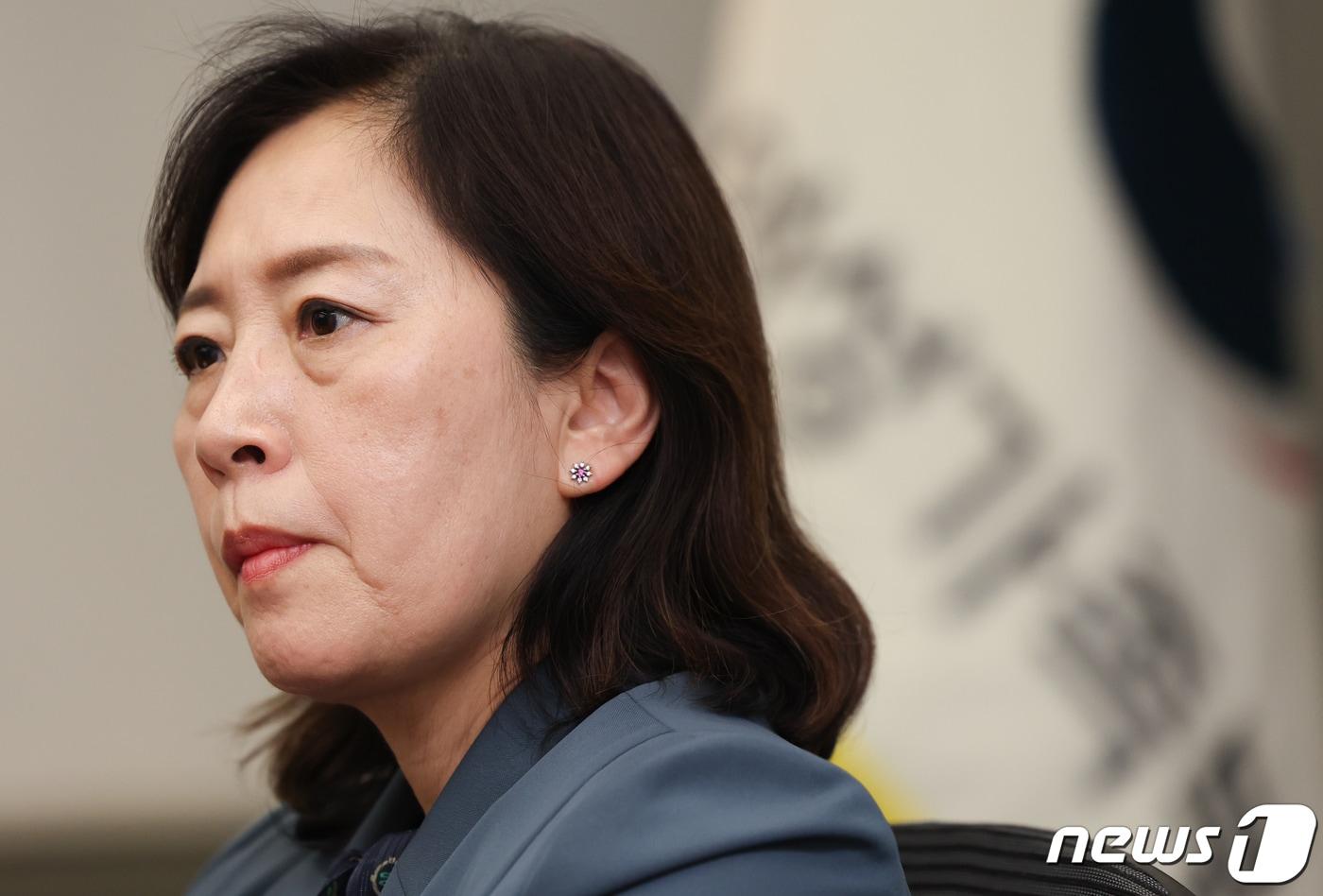 본문 이미지 - 신영숙 여성가족부 차관이 19일 서울 종로구 정부서울청사에서 뉴스1과 인터뷰를 하고 있다. 2024.4.19/뉴스1 ⓒ News1 허경 기자