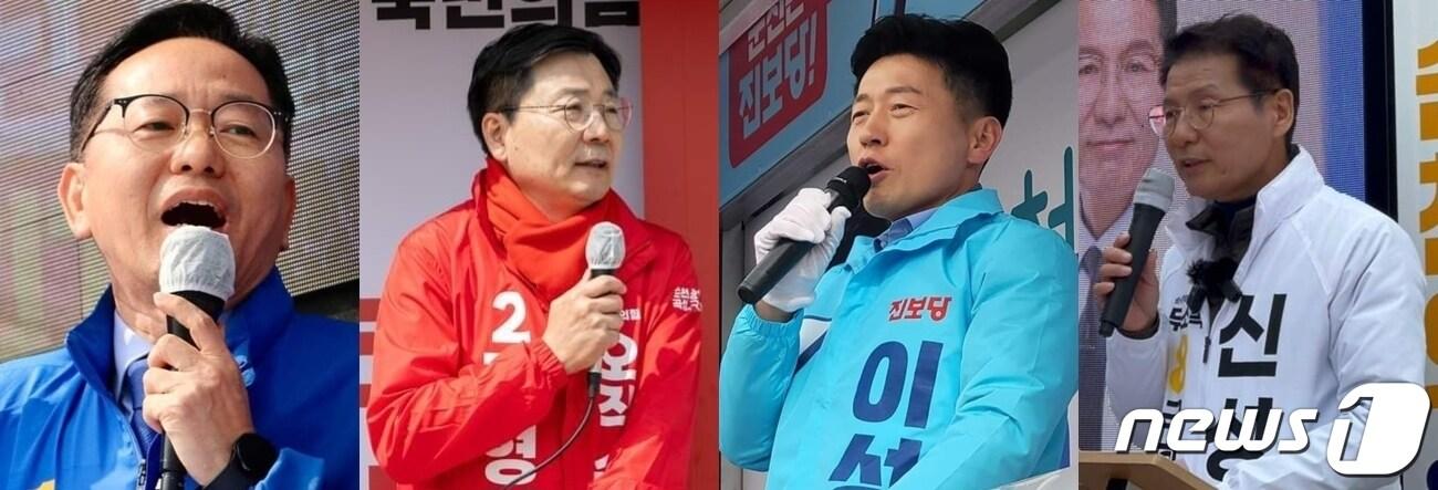 본문 이미지 - 22대 총선 전남 순천·광양·곡성·구례갑 왼쪽부터 김문수 더불어민주당 후보, 김형석 국민의힘 후보, 이성수 진보당 후보, 신성식 무소속 후보.(각 후보 캠프 측 제공)2024.4.2/뉴스1