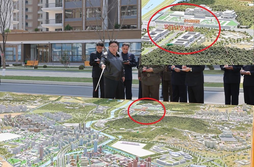 본문 이미지 - &#40;평양 노동신문=뉴스1&#41; = 김정은 북한 노동당 총비서가 5일 완공을 앞둔 평양 화성지구 2단계 1만 세대 살림집&#40;주택&#41; 건설장을 현지지도했다.  화성지구 건설 계획이 담긴 조감도에서 금수산태양궁전 앞에 &#39;정부청사지역&#39;이라는 푯말이 보인다. [국내에서만 사용가능. 재배포 금지. DB 금지. For Use Only in the Republic of Korea. Redistribution Prohibited] rodongphoto@news1.kr  