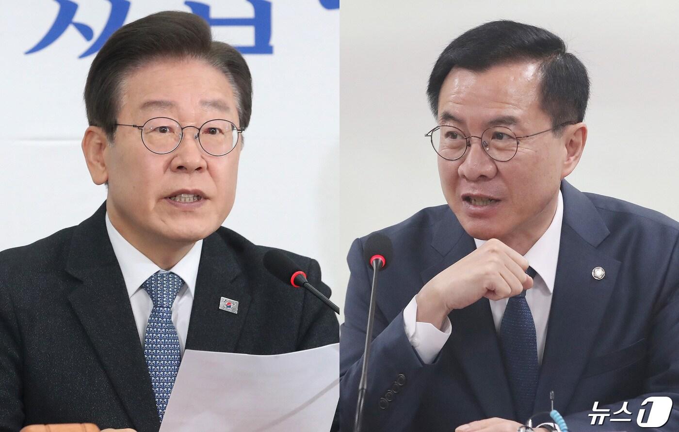 본문 이미지 - 이재명 더불어민주당 대표와 윤영덕 더불어민주연합 공동대표가 22일 오전 서울 여의도 국회에서 각각 최고위원회의를 갖고 발언하고 있다. 2024.4.22/뉴스1 ⓒ News1 임세영 기자