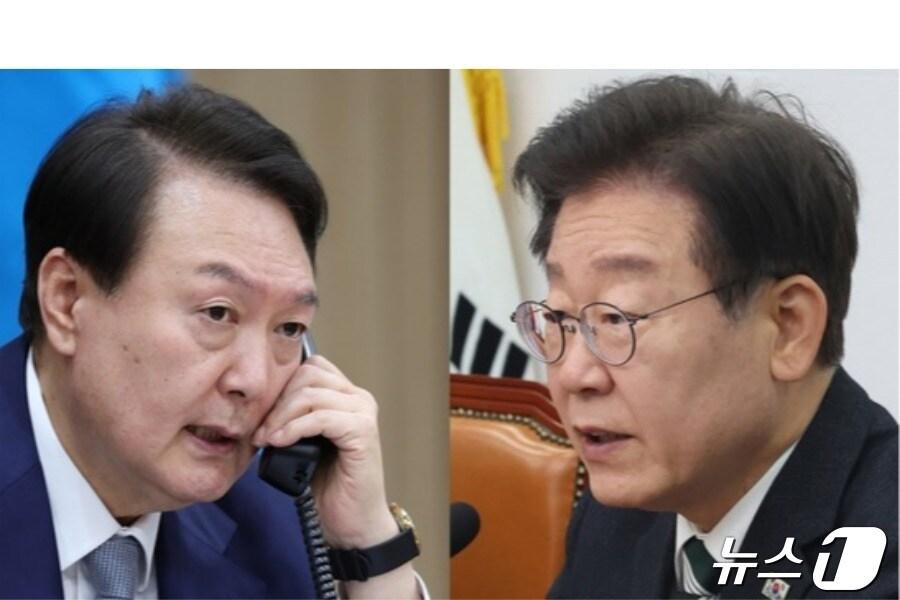 본문 이미지 - 윤석열 대통령(왼쪽·대통령실 제공)과 이재명 더불어민주당 대. (뉴스1 DB)2024.4.19/뉴스1 ⓒ News1 나주희