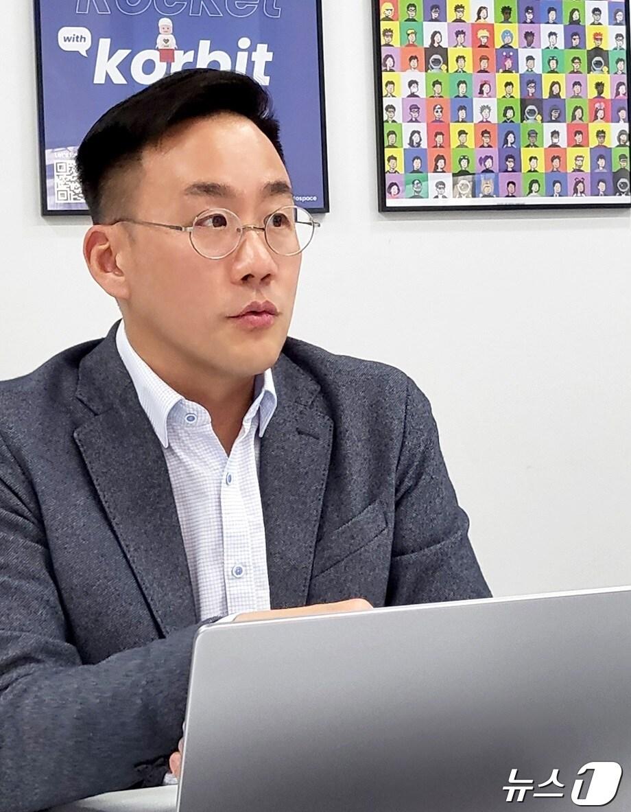 본문 이미지 - 김민승 코빗 리서치센터장은 22일 서울 강남구 코빗 사무실에서 <뉴스1>과의 인터뷰를 진행하고 있다. (코빗 사진 제공)