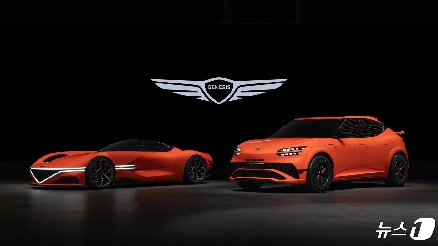 제네시스 X 그란 베를리네타 콘셉트(왼쪽)와 GV60 마그마 콘셉트. (제네시스 제공) 2024.4.25/뉴스1