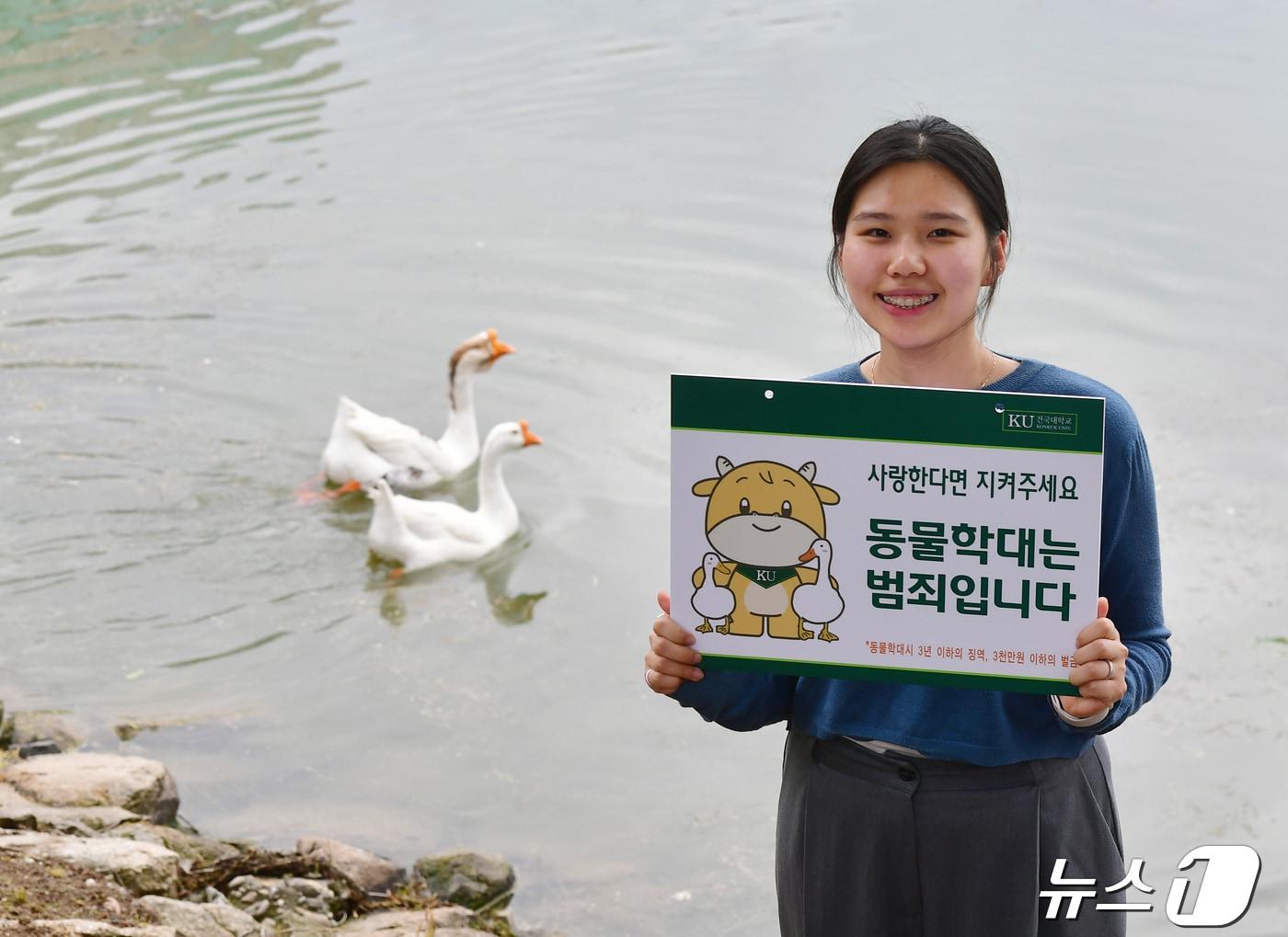 본문 이미지 - 건국대학교가 웃음을 되찾은 거위 건구스를 공개했다(건국대 제공). ⓒ 뉴스1