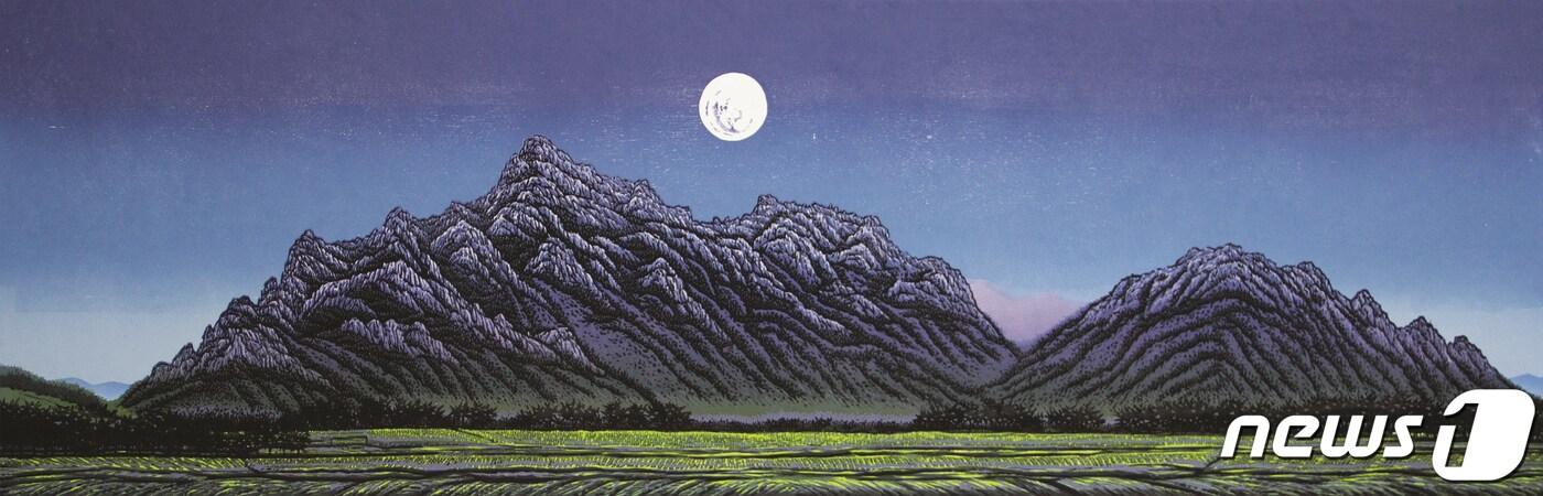 김준권 '달뜨는 월출산' 유성목판 95x200cm 2018 (영암군 제공)/뉴스1 