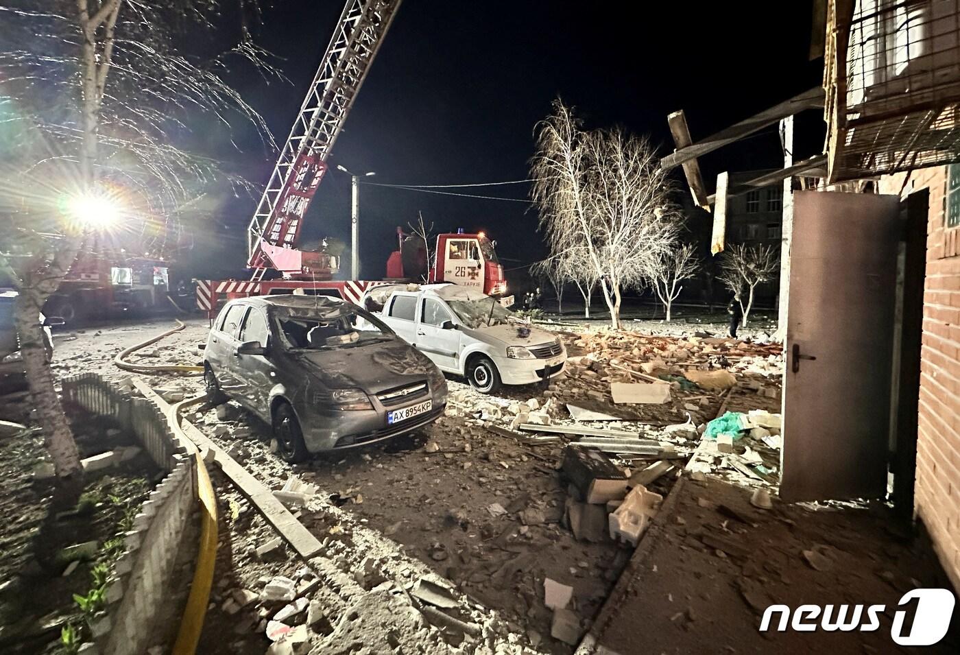 지난 4일(현지시간) 우크라이나 동북부 도시 하르키우가 러시아군의 드론 공격으로 쑥대밭이 된 모습. 2024.04.04/ ⓒ 로이터=뉴스1 ⓒ News1 박재하 기자