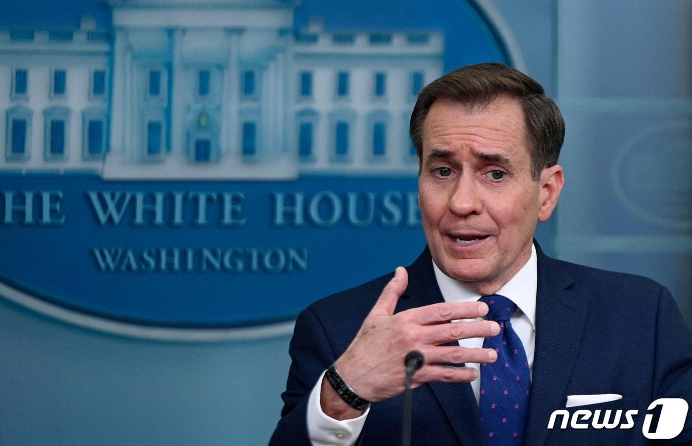 본문 이미지 - 존 커비 백악관 NSC 국가안보소통 보좌관. 2024. 4. 5 ⓒ AFP=뉴스1 ⓒ News1 우동명 기자