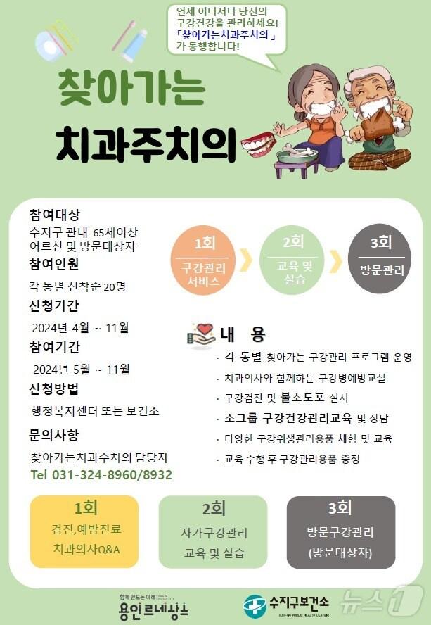본문 이미지 - 용인시 수지구보건소의 찾아가는 치과주치의 사업 홍보 안내 포스터.(용인시 제공)