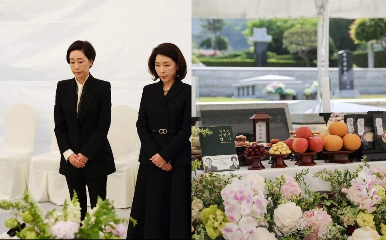 본문 이미지 - 구지은 아워홈 부회장과 둘째 언니 구명진씨가 아버지 고(故) 구자학 회장 묘소를 찾았다. (구지은 부회장 SNS 갈무리) 