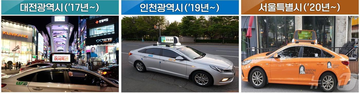 본문 이미지 -  택시표시등 전광류 사업광고 예시. (행안부 제공) 