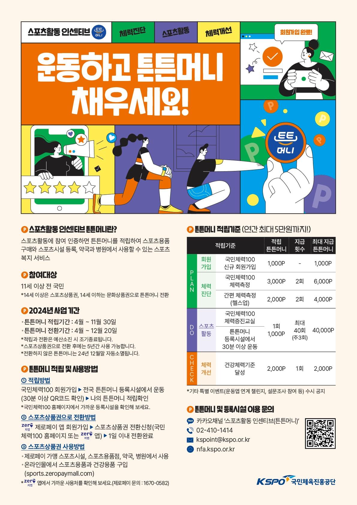 본문 이미지 - 국민체육진흥공단이 '튼튼머니' 스포츠활동 인센티브 사업을 추진한다.(kspo 제공) 