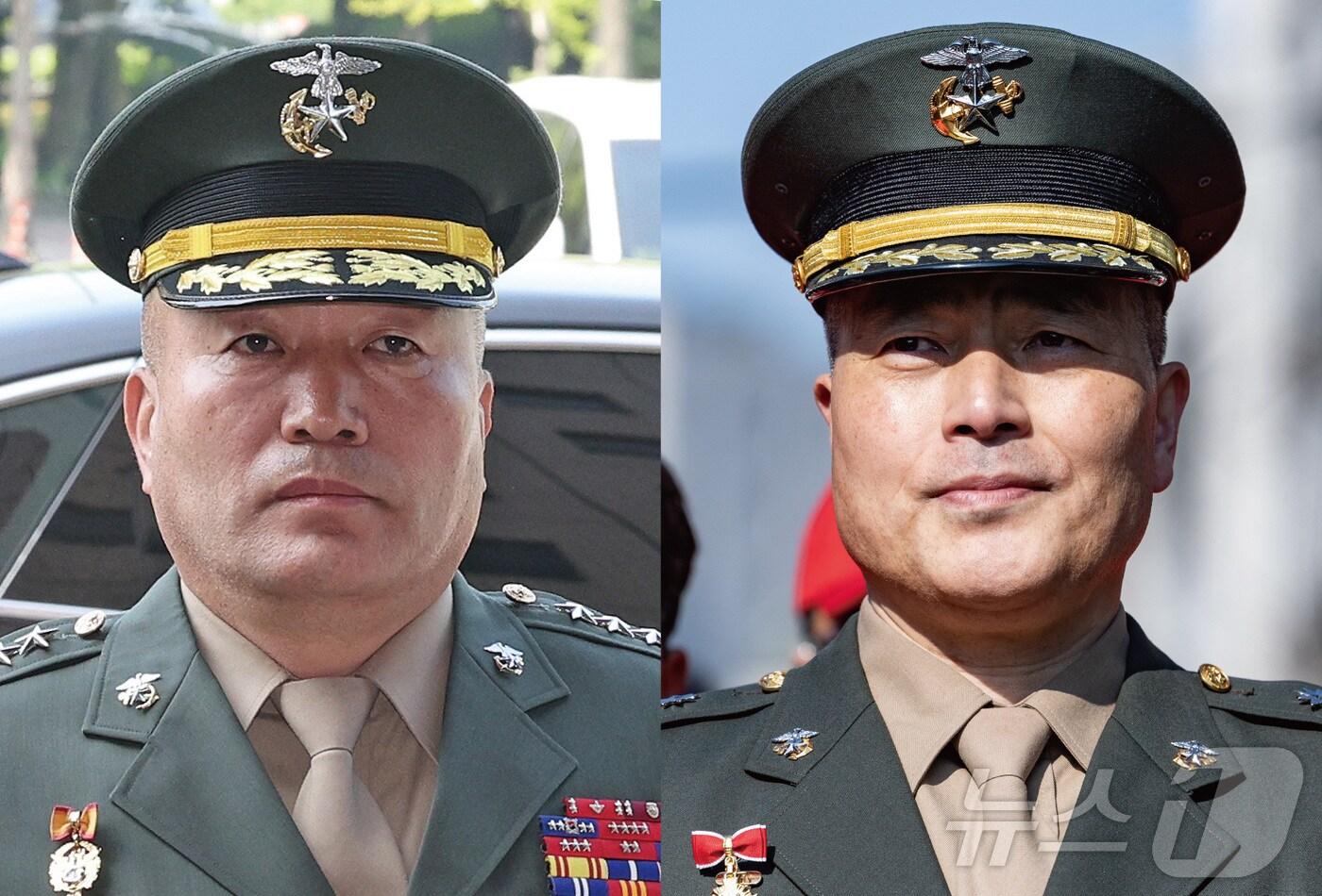 김계환 해병대 사령관(중장·왼쪽)과 박정훈 전 해병대 수사단장(대령)ⓒ News1 김초희 디자이너