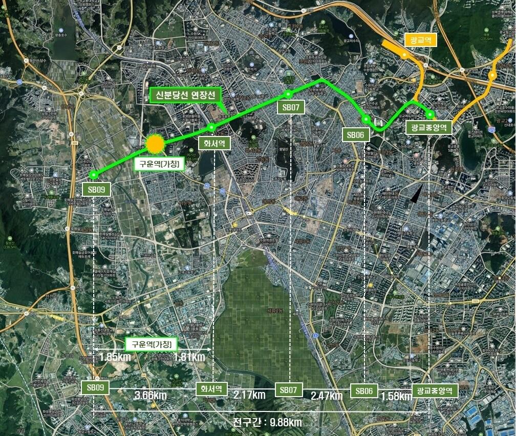 본문 이미지 -  경기 수원시 구운역 예상 위치도. (수원시 제공) 2024.5.21 / 뉴스1
