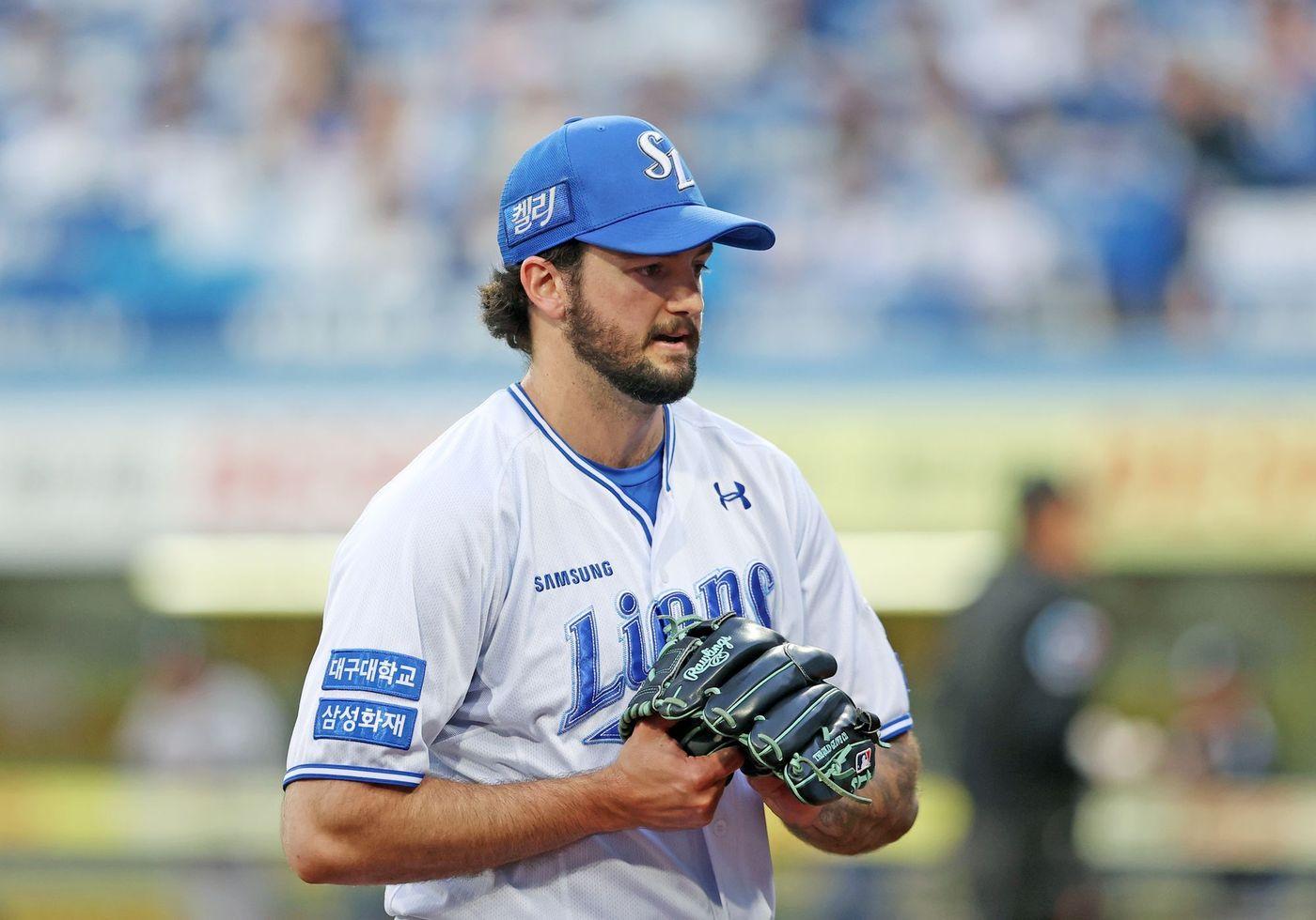 본문 이미지 -  22일 대구 삼성라이온즈파크에서 열린 KT 위즈전에서 눈부신 호투를 펼친 삼성 투수 코너 시볼드. (삼성 구단 제공)