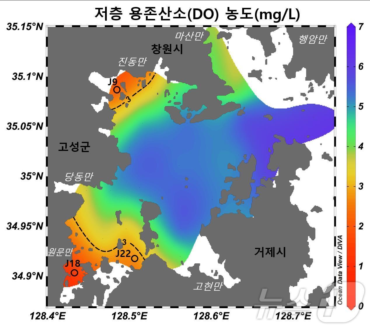 본문 이미지 - 저층 용존산소 농도(수과원 제공)