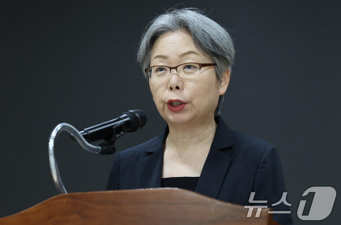 전국의과대학교수협의회 신임 회장으로 선출된 조윤정 고려의대 교수의장. 2024.5.27/뉴스1 ⓒ News1 박지혜 기자