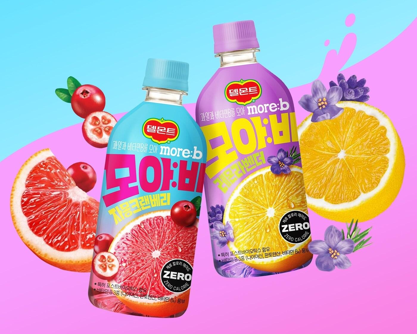 본문 이미지 - 롯데칠성음료의 제로 칼로리 에이드 '모아:비(more:b)' 제품 이미지.(롯데칠성음료 제공)