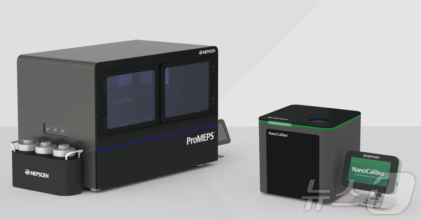 본문 이미지 - 장기 조직 배양 장비 프로멥스(왼쪽)와 나노입자 제조 장비 나노칼리버/멥스젠 제공