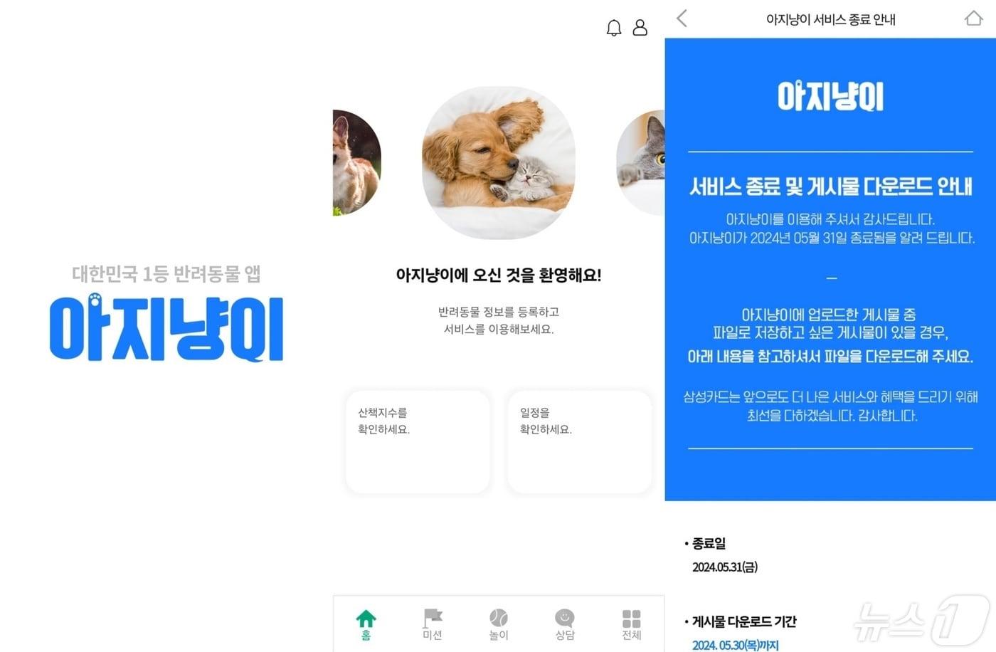 본문 이미지 - 삼성카드 아지냥이 앱 갈무리 ⓒ 뉴스1