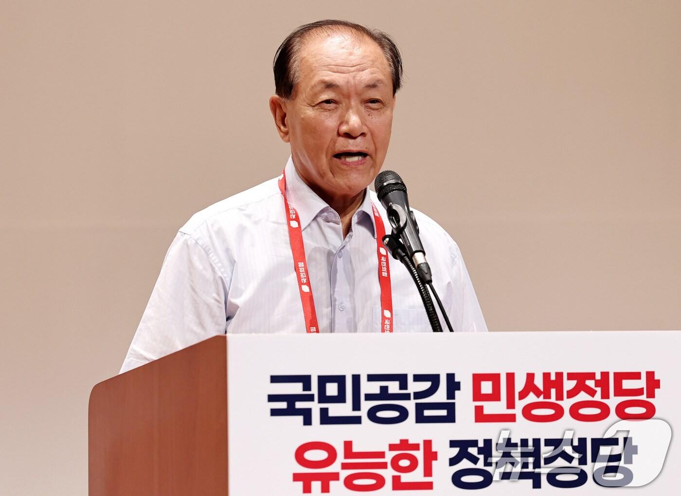 본문 이미지 - 황우여 국민의힘 비상대책위원장이 31일 오전 충남 천안시 재능교육연수원에서 열린 제22대 국회의원 워크숍에서 발언하고 있다. 2024.5.31/뉴스1 ⓒ News1 구윤성 기자