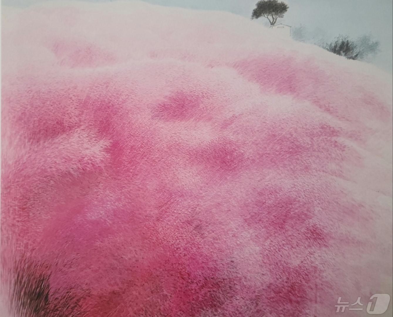 본문 이미지 - 장복수 화백의 '핑크뮬리의 추억'(전시회 도록 갈무리)2024.5.8/뉴스1 