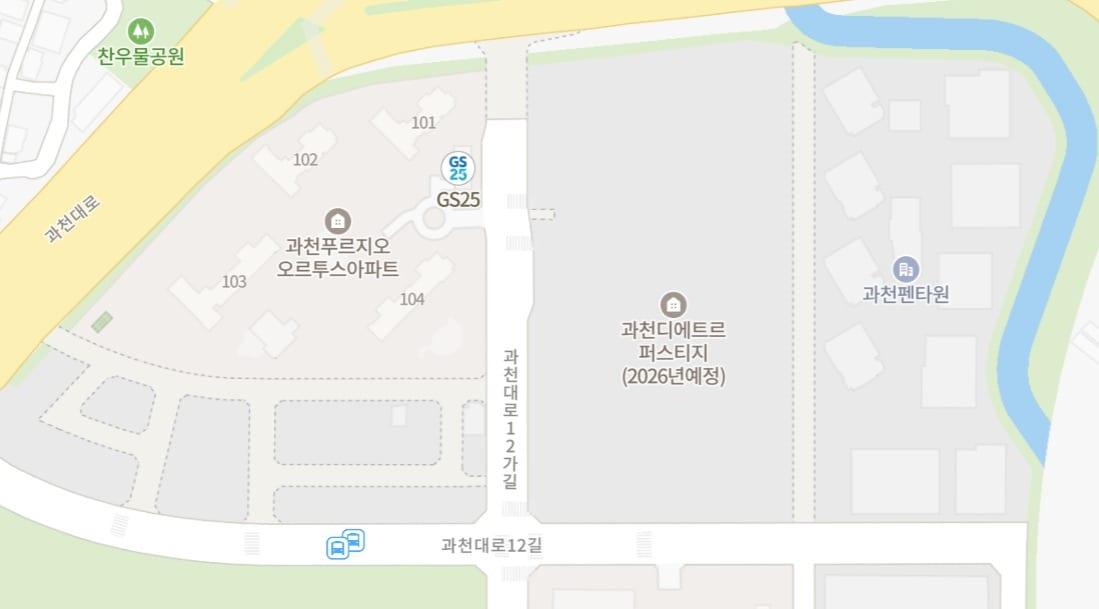 본문 이미지 - 과천 지정타 S2블록 디에트르 퍼스티지 건설 장소.(네이버지도 갈무리)